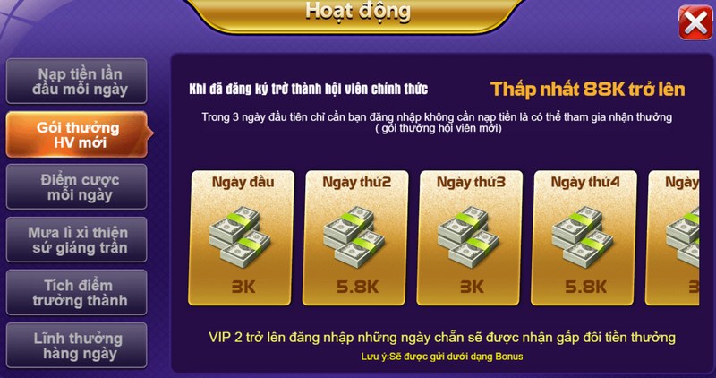 68 game bài tổ chức hoạt động tặng thưởng giá trị