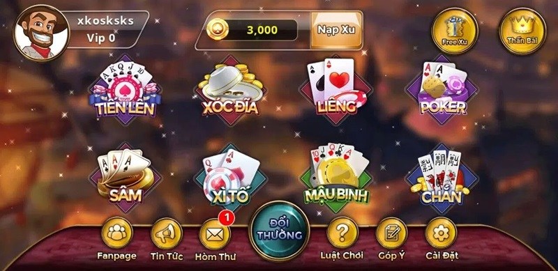 Giao diện cổng game được thiết kế bắt mắt